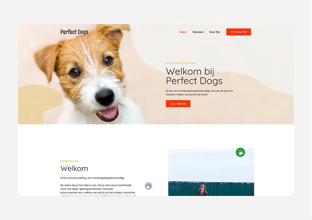 Website design voor Perfect Dogs