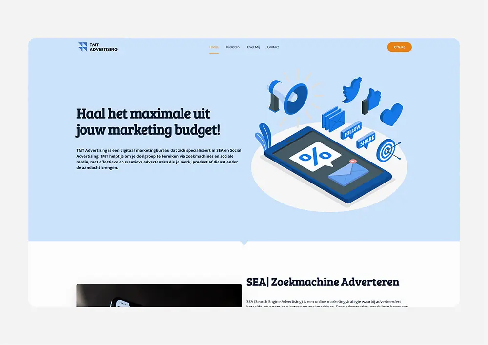 Website design voor TMT Advertising